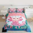 thumbnail image 2 of Homewish Cartoon Pink Axolotl Full Size Comforter Sets for Teen, Kawaii Ocean Animal Bedding Comforter Set, Cute Animal Lover Reversible Bedding Sets, Super Cozy Room Decor, 3-Piece, 2 of 8