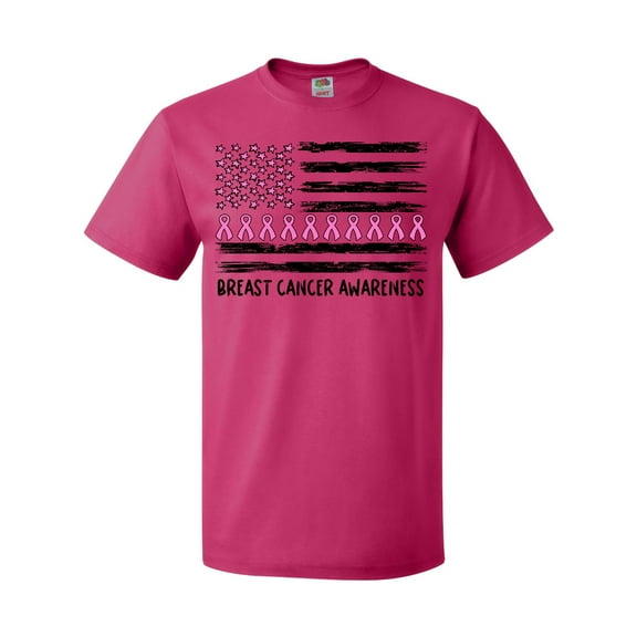 Inktastic Breast Cancer Awareness Pink Ribbons and Flag T-Shirt