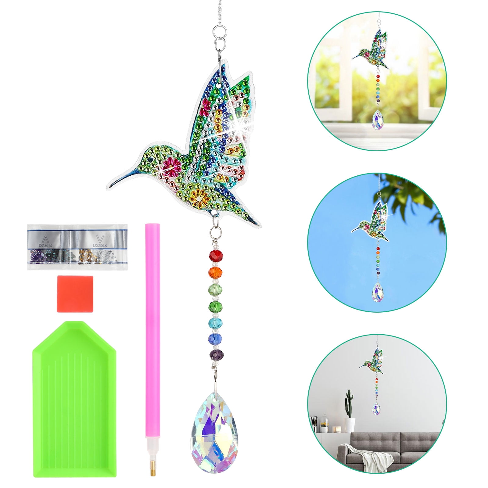 2pcs DIY Diamond Painting Set Double Sided Hanging Pendant Crystal Wind  Chimes Jewellery Kit Art Broderie Diamant Nouveauté