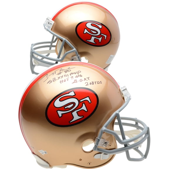 Jerry Rice San Francisco 49ers Autographed Riddell Throwback 1964 - 1995 Pro-Line Helmet with Multiple Inscriptions - Limited Edition #49 of 49 - Fanatics Authentic Certified