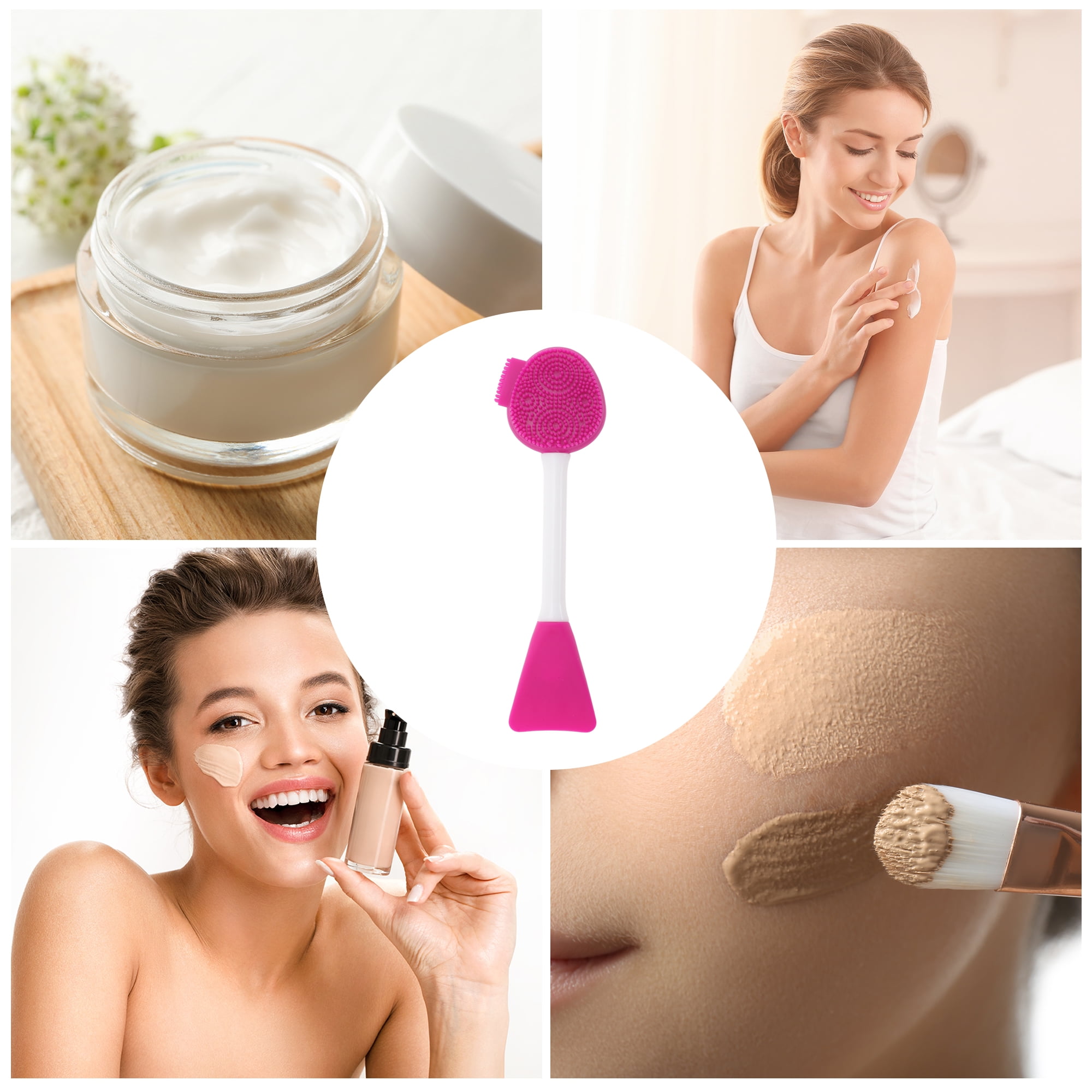 Unique Bargains Soft Double-headed Facial Mask Brushes 2 Pcs Rose Red