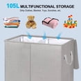 thumbnail image 2 of ZOUYUE Double Laundry Hamper with Lid & Removable Laundry Bags, Large Collapsible 2 Dividers Dirty Clothes Basket with Handles for Bedroom, Laundry Room, Closet, Bathroom, College, Light Gray, 2 of 7