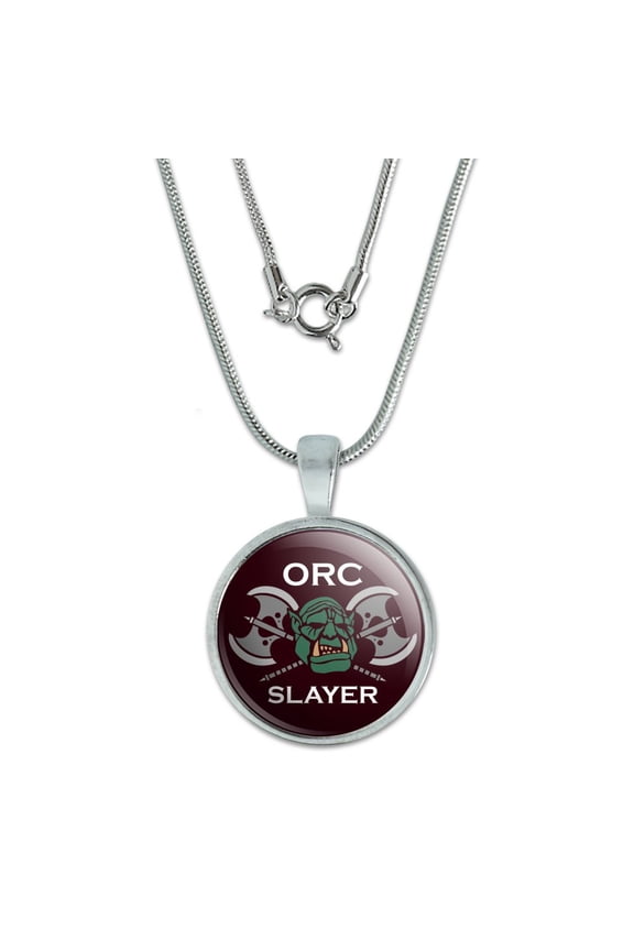 Orc Slayer Fantasy Games RPG Axe 0.75" Pendant with Sterling Silver Plated Chain