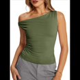 thumbnail image 3 of Tops de Verano con Hombros Descubiertos para Mujer, Camisetas para Salir, Top Corto Sin Mangas, Ropa de Moda, Conjuntos de 2025 Verde M, 3 of 9