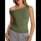 thumbnail image 3 of Tops de Verano con Hombros Descubiertos para Mujer, Camisetas para Salir, Top Corto Sin Mangas, Ropa de Moda, Conjuntos de 2025 Verde M, 3 of 9