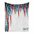 thumbnail image 1 of 4th of July Soft Flannel Fleece Throw Blanket, Independence Day Themed Stars and Swirled Stripes Composition, Cozy Plush for Indoor and Outdoor Use, 50" x 60", Red White and Navy Blue, by Ambesonne, 1 of 6