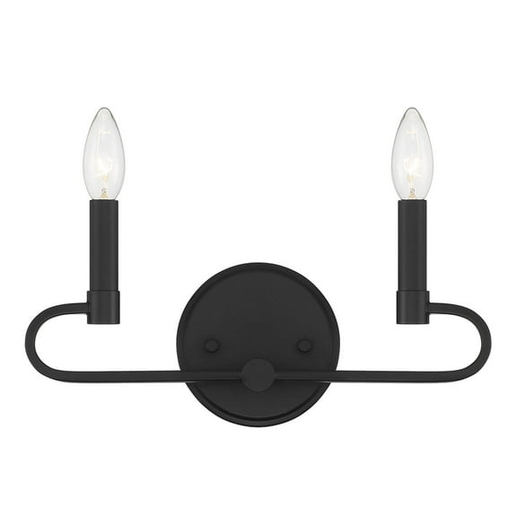 Designers Fountain Summit 2 Light Matte Black Bathroom Vanity Light Fixture, D269C-2B-MB