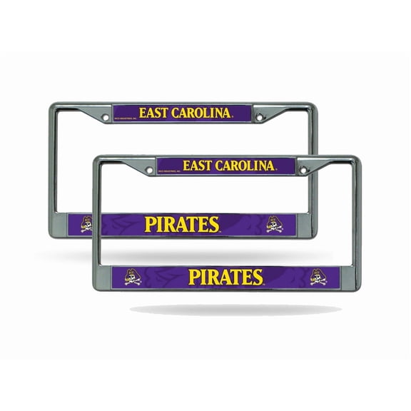 East Carolina University Pirates (Set of 2) Chrome Metal License Plate Frames