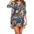 thumbnail image 1 of ITFABS Women Dress, Turn-down Collar Printing Half Sleeves One-piece, 1 of 3