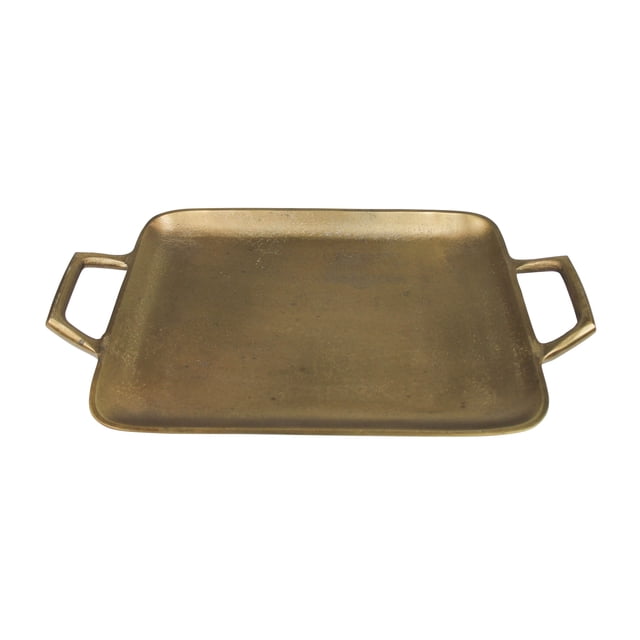 homeroots kitchen & dining 397870 Petite Gold Metal Square Tray