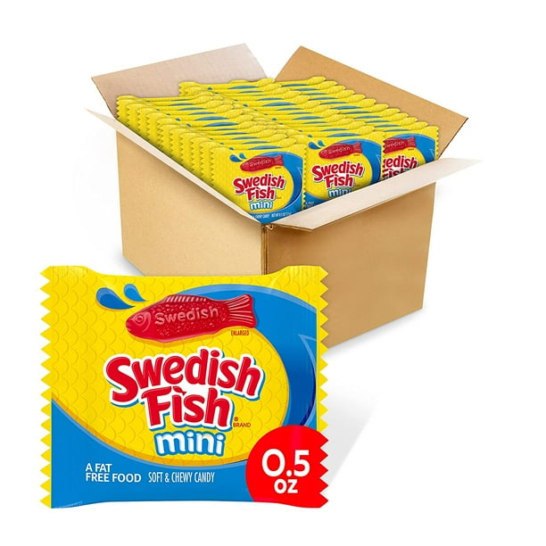 SWEDISH FISH Mini Soft & Chewy Candy, 144 Snack Packs (6 Bags ...