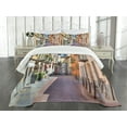 thumbnail image 3 of Ambesonne City Quilted Bedspread Set 3 Pcs, Alba Town Italy Street, King Size, Multicolor, 3 of 5