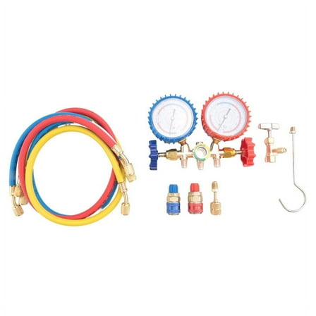 Refrigerant Manifold Gauge Set Air Conditioning Tools with Hose and Hook for R12 R22 R404A