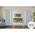 thumbnail image 3 of Sturdy Double Barn Door with Frosted Glass | Veregio 7288 Matte Grey | 13FT Rail Hangers Heavy Set | Solid Panel Interior Doors-84" x 80" (2* 42x80)-Silver Rail, 3 of 6