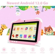 Kids Tablet, 7 inch Android Tablet for Kids, 4GB RAM 32GB ROM/1024GB Expandable Toddler Tablet with Shockproof Case, Parental Control, Dual Camera, IWAWA App Pre-Installed 2.4G/5G WiFi 6, Pink