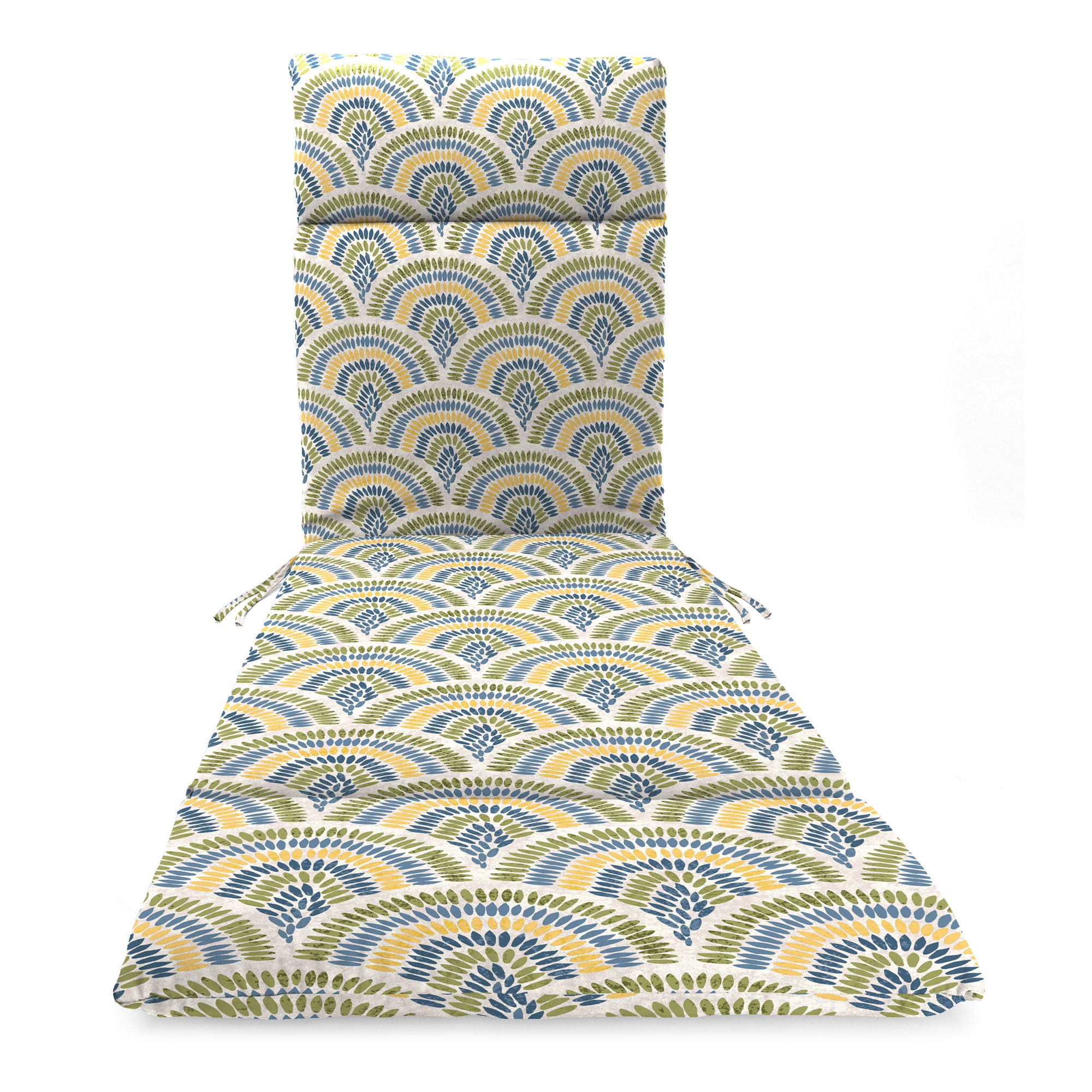 Jordan Manufacturing 72" x 21" Breaker Butter Multicolor Dash Rectangular Outdoor Chaise Lounge Cushion with Ties and Hanger Loop