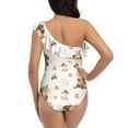 thumbnail image 5 of Sikiie Fall Squirrel Print Women One Piece Swimsuits Tummy Control One Shoulder Bathing Suits Ruffle Swimwear, From S to XXL-Small, 5 of 6