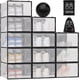 thumbnail image 1 of de 12 Cajas para Zapatos Plástico, Transparentes, con 12 Fundas Antipolvo - Multiusos para Sala, Dormitorio, Clóset, 1 of 17