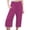 Hot Pink, variant on Capri Pants for Women Summer Casual Cotton Linen Elastic Waist Wide Leg Loose Fit Cropped Pants with Pockets