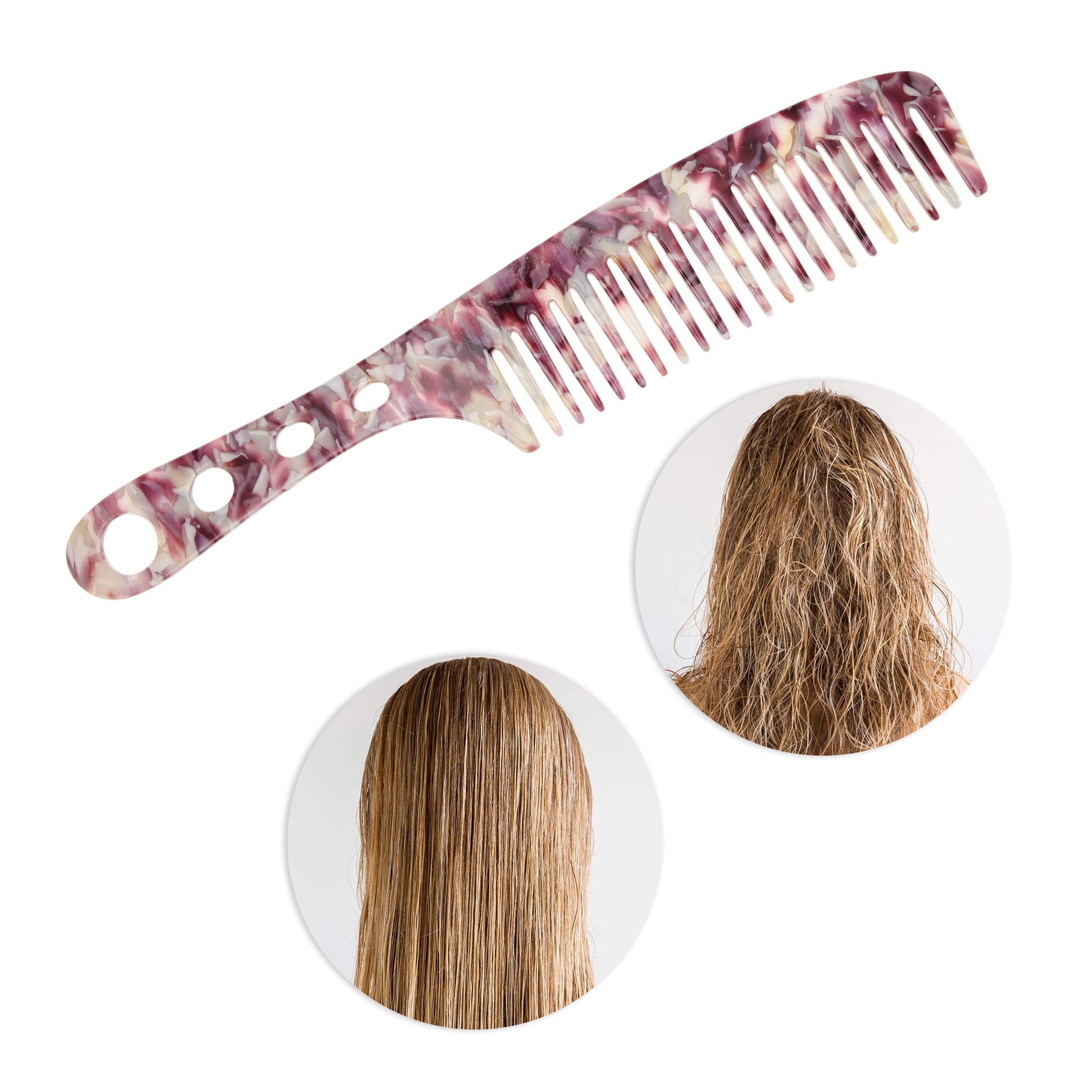 Unique Bargains 1 Pc Lightweight Long Handle Hair Comb for All Hair Types Purple, White