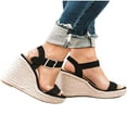 thumbnail image 2 of Women Wedge Heel Platform S Sandals Buckle Peep Toe Shoes Summer Beach, 2 of 2