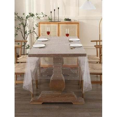 

Mesh Table Tablecloths White Faux Pearl Decor Tablecloths