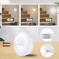 thumbnail image 4 of PayUSD 4 Pack Stick-On Motion Sensor Night Light Mini Rechargeable Warm White LED Night Light with Dusk to Dawn Sensor, Indoor Stair Lights Battery Operated Wall Light for Clost, Cabinet, Hallway, 4 of 10