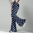 thumbnail image 4 of Women's Fashion Loose Drawstring Waist Polka Dot Printed Casual Sports Flared Pants, Elastic Joggers Sweatpants, Stylish Yoga Pants for Women,Blue,S, 4 of 8
