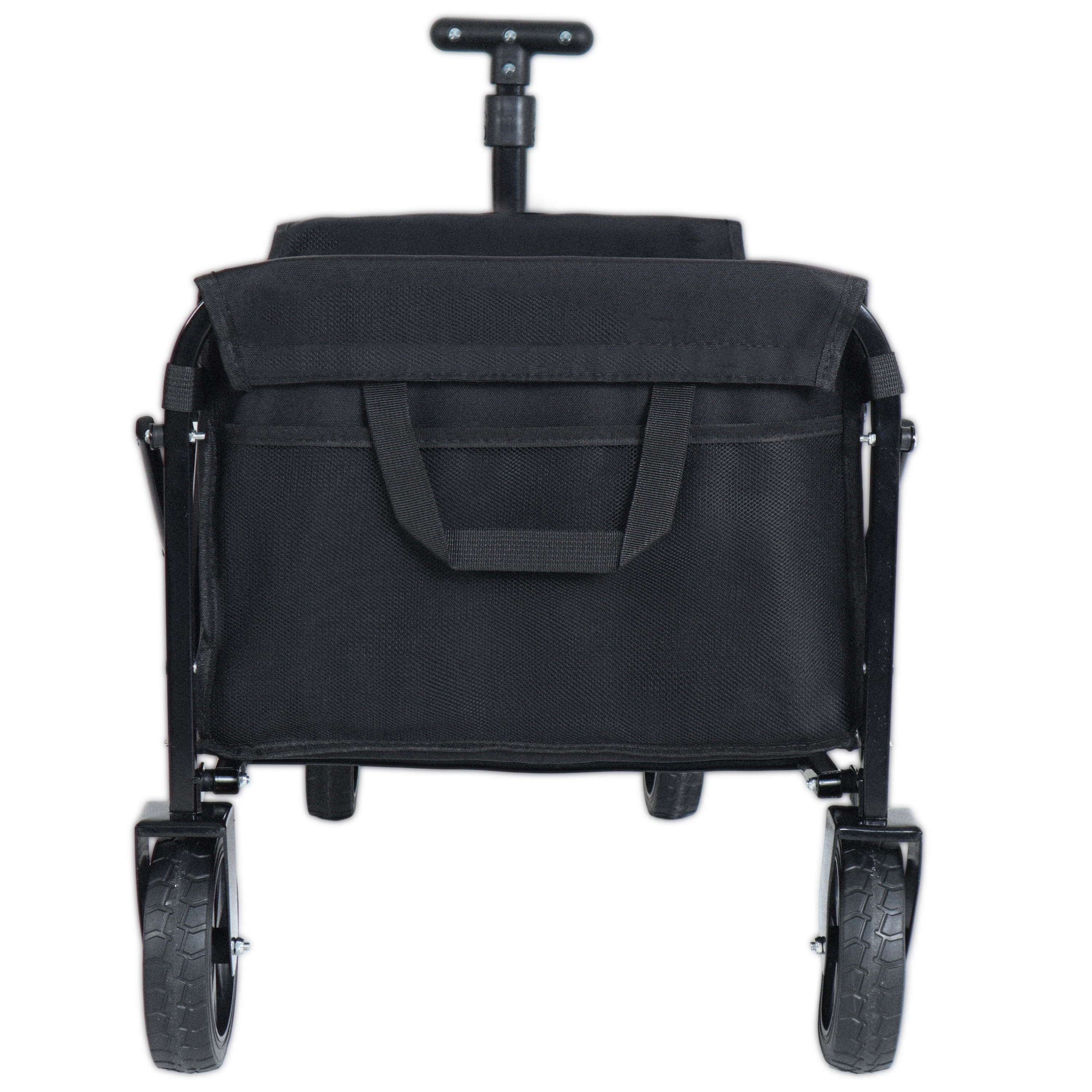 Expandable Dual-Layer Utility Wagon with 100% Extra Space - 225lbs Grocery Cart for Camping, Shopping, Sports, Gardening, Fishing, Black