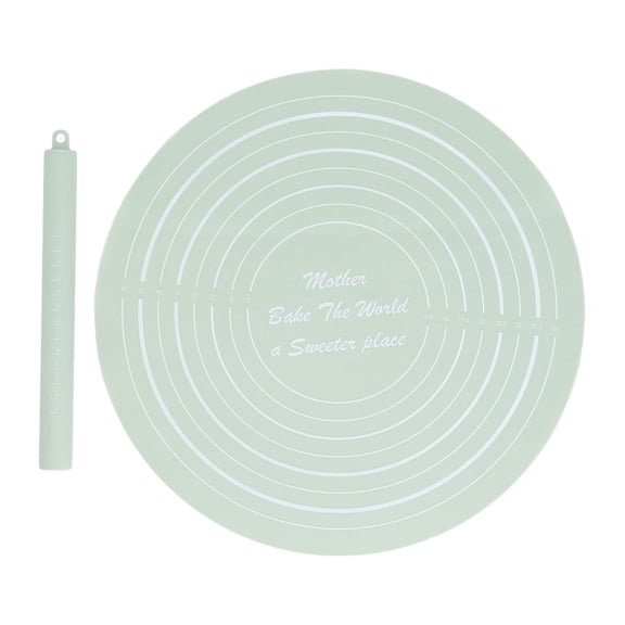 BOKYAN Silicone Dough Roller Set with Measurement Scale, Non‑Stick Flour Mat – Green, 9.06” x 1.97” – Ideal for Pastry, Dumplings & Baking