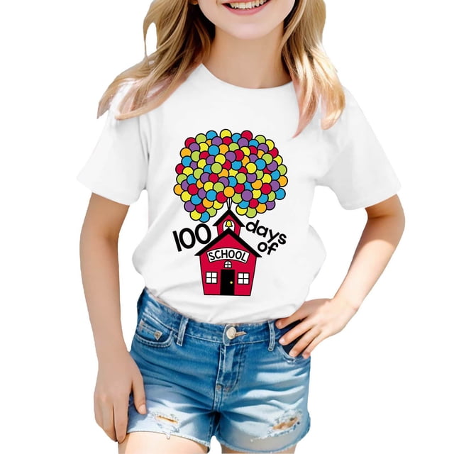 TZEWGL Tops For Infnat Print Round Neck Loose Short Sleeve Clothes For Infnants size 3-4T