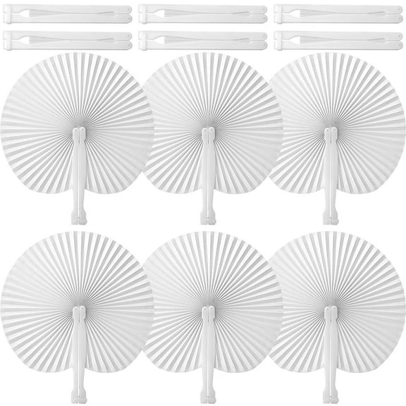 Januofit 12 PCS White Paper Fans – Foldable Handheld Fans for Women, Folding Hand Fan Party Favors, Wedding favors for Guests, Bridal & Baby Shower Decorations, Photography Props