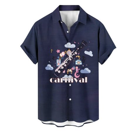 PMUYBHF Mode Printemps et Été pour Hommes Chemise à Manches Courtes Imprimée Guitare Musicale 2755 TG