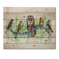 thumbnail image 3 of Designart 'Bird Friends With Owl On A Branch' Traditional Print on Natural Pine Wood, 3 of 5