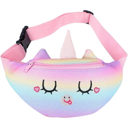 Cartoon Rainbow Glitter Fanny Pack Bum Bag Waist Pack Sparkling Shinny ...