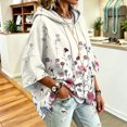 thumbnail image 3 of Women's 3/4 Sleeve Hooded Sweatshirt Vintage Printed Oversized Pullover Hoodie Relaxed Baggy Fit Casual Y2K Pullover Tops, 3 of 4