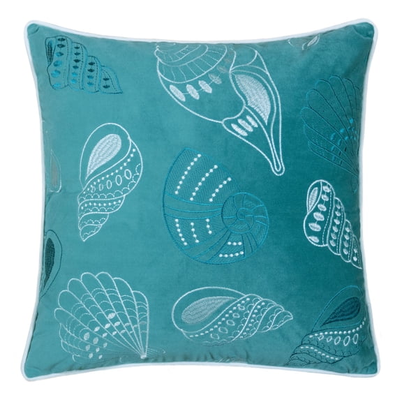 Seashell Teal Abstract Polyester 20 in. x 20 in. Throw Pillow
