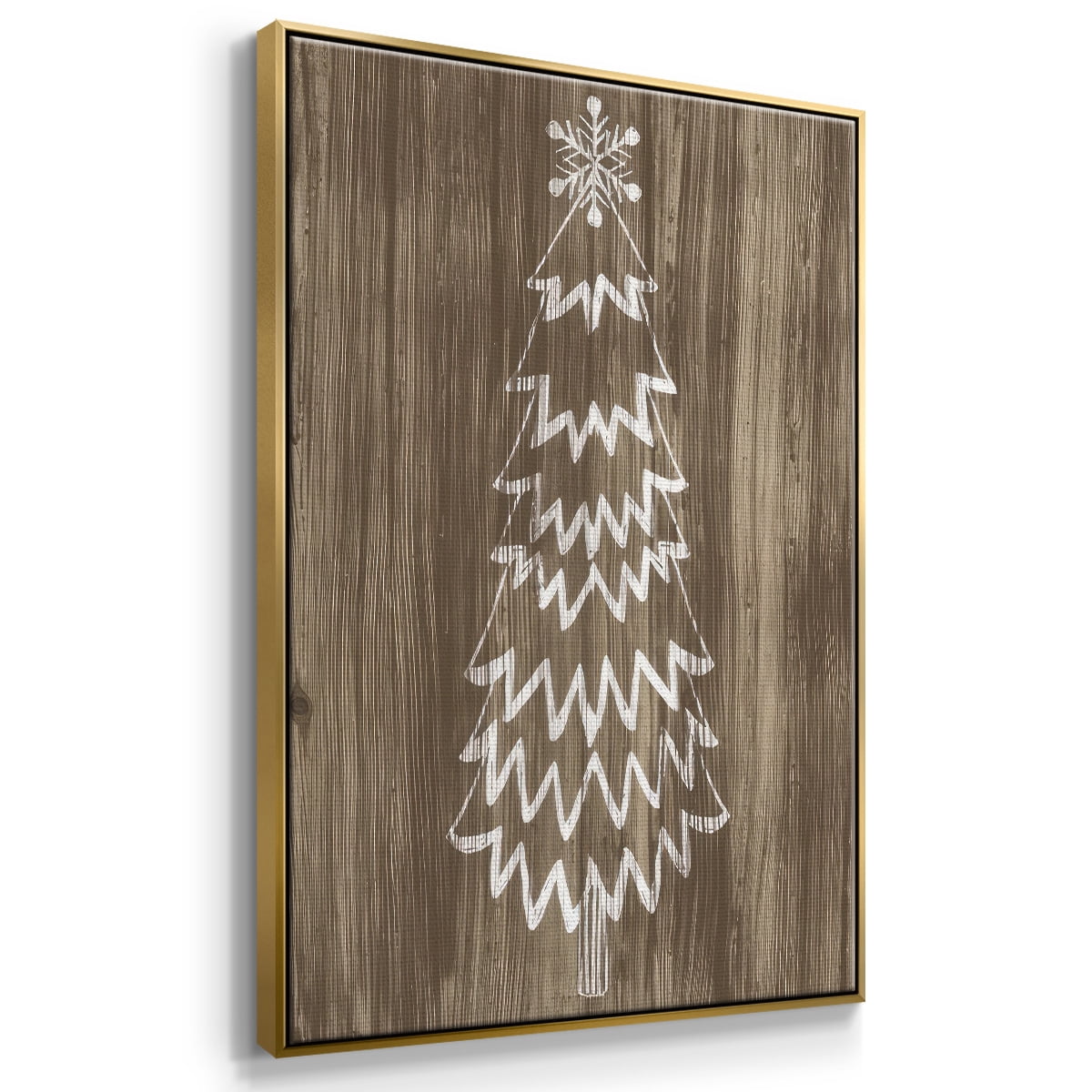 Barnwood Wonderland VIII - Framed Gallery Wrapped Holiday Canvas - 27 x 41 - Gold Frame