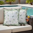 thumbnail image 5 of Eucalyptus Leaves Pillow Covers 2 Pack Green Leaf Gray White Plaid Vintage Pillowcase Waterproof Outdoor Throw Pillow Cover for Patio Garden Square Cushion 24”x24”, 5 of 9