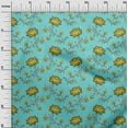 thumbnail image 2 of oneOone Cotton Jersey Turquoise Blue Fabric Leaves & Flower Floral Sewing Fabric By The Yard Printed Diy Clothing Sewing Supplies 58 Inch Wide, 2 of 4