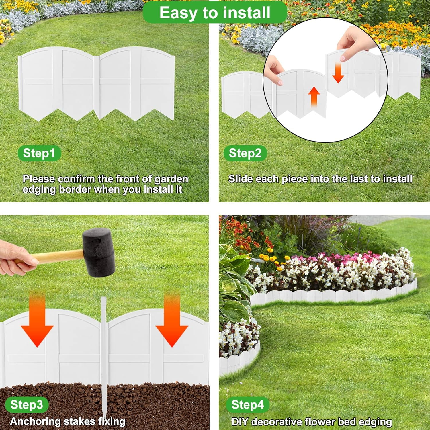 30Ft Landscape Edging Border with Stakes Kit for Garden, Lawn, Flower Bed, Yard Decorative