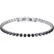 thumbnail image 2 of Pulsera de tenis clásica con circonita cúbica para mujer, pulseras de tenis de acero inoxidable chapadas en oro de 18 quilates, transparente/negro, tamaño 6,5/7,5 pulgadas, viene en caja de regalo, 2 of 5