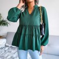 thumbnail image 4 of USSUMA Women Tops Dressy Casual Long Sleeve, Women Long Sleeve Ruffle Hem Peplum Tops Casual Tiered Swing Tops Loose Fitting Swing Blouse T-Shirts Fall Female, 4 of 7