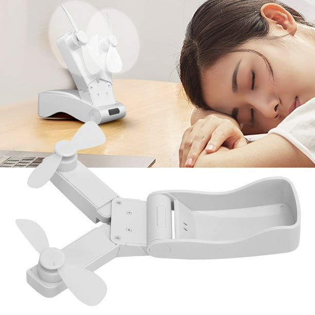 Ventilador Portátil, Doble Cabezal USB Recargable 3 Velocidades Ventilador De Bolsillo Portátil Mini Para Viajar En Casa