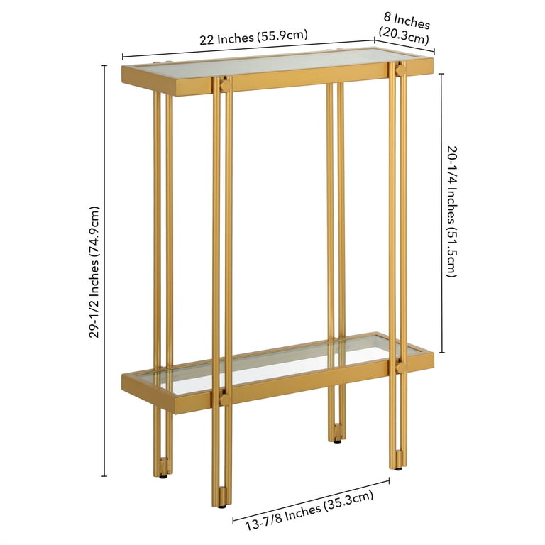 Evelyn Zoe Inez 22 Wide Rectangular Console Table Brass