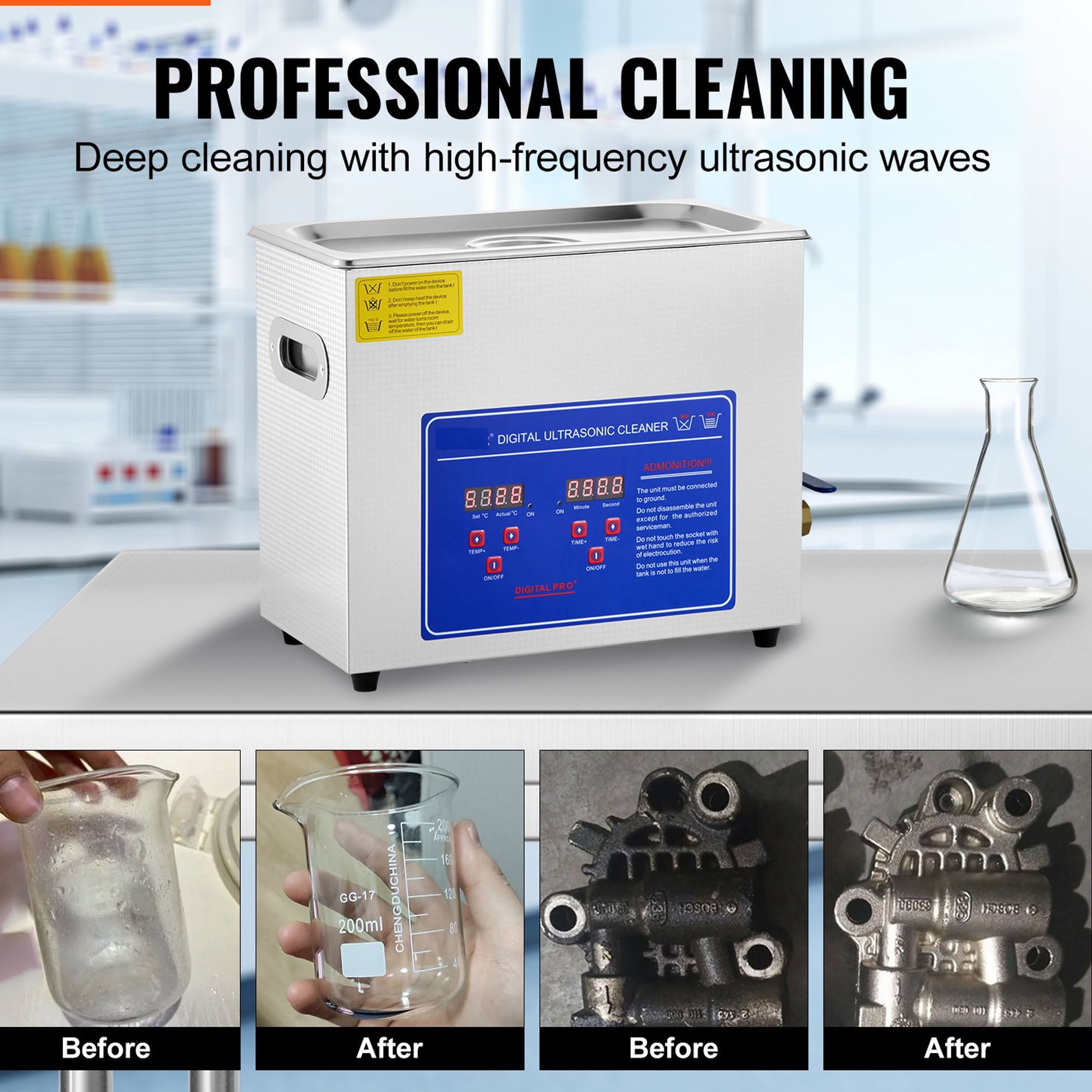 SHENGJINSH Ultrasonic Jewelry Cleaner, 6L Professional Jewelry Ultrasonic Cleaner Machine with Timer & Heater
