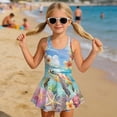 thumbnail image 3 of FUIALDOLG Littl Girl Swimsuit with Skirt Dolphin Pattern Swimwear Little Girl's One Piece Swimwear Sleeveless Swim Dress A-line Swimming Dress 10-11 Y, 3 of 7