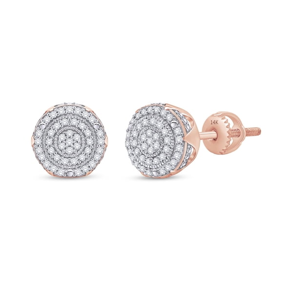 AFFY Cluster Halo Diamond Stud Earrings for Men 0.40 Cttw Lab Grown Diamond Ear Studs with Secure Screw Backs in 14K Solid Rose Gold Jewelry Gift for Him Aretes De Hombre