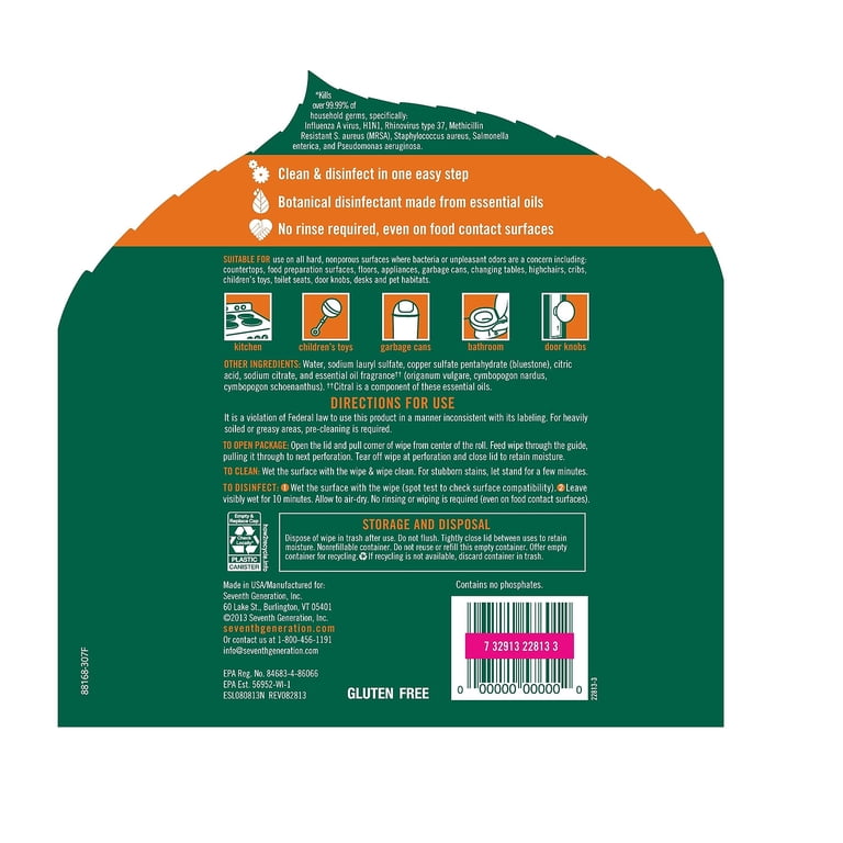 Disinfecting Wipes, Lemongrass, 6 Pack photo 2