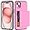 Pink, variant on for iPhone 15 Case with Card Holder Heavy Duty Dual Layer Shockproof iPhone 15 Wallet Case Hidden Card Slot Slim Phone Case for iPhone 15 (Pink)